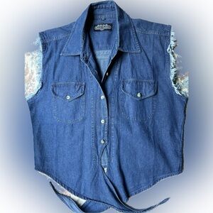 Denim ladies’ sleeveless vest.